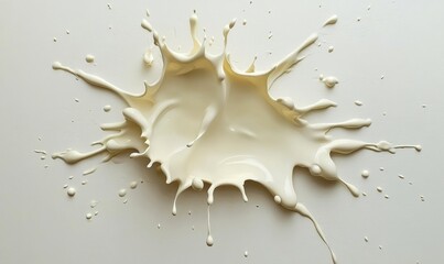Creamy liquid splash on white background; food, drink, dairy, texture