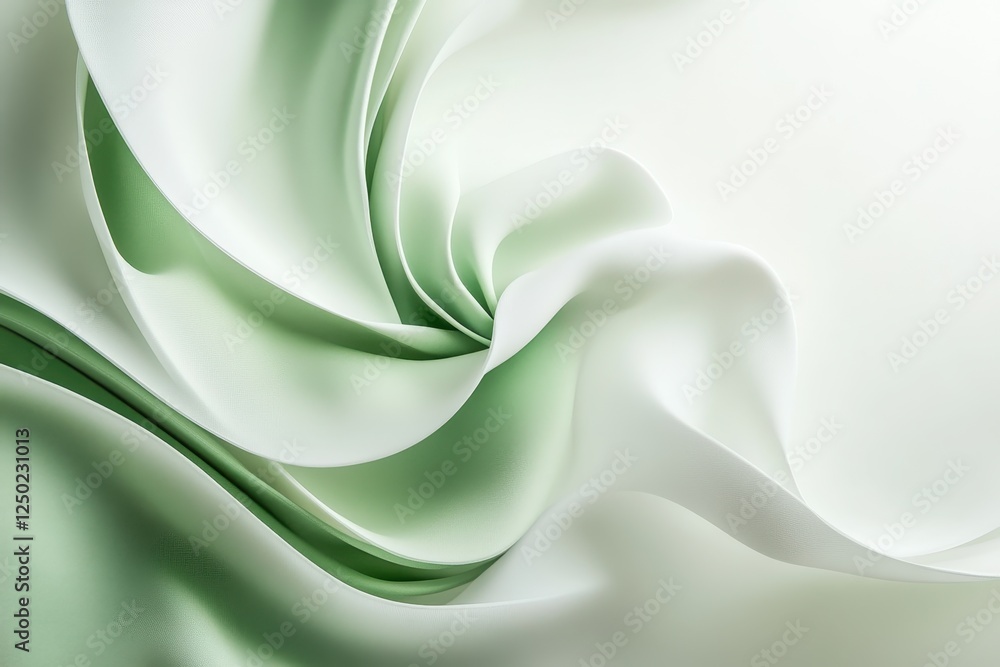 Aufkleber abstract sage green and white flowing fabric background with soft light and subtle textures