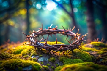 Miniature Crown of Thorns Relic - Magical Artifact, Fantasy Item, Tilt-Shift Photography