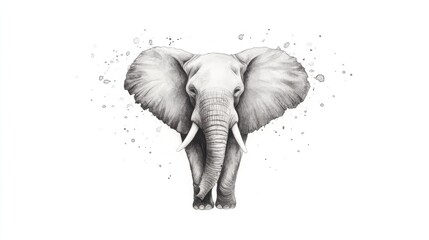 Majestic elephant illustration with splashes of color, symbolizing strength and grace in nature
