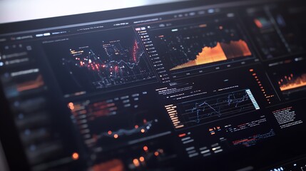 Data Analysis Dashboard Displaying Financial Trends and Market Statistics Using Modern Visualization Techniques