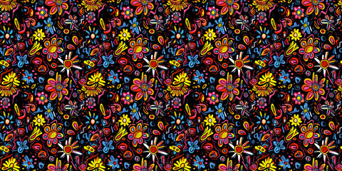 Cartoon hand-drawn doodles on the subject of summer holidays theme seamless pattern