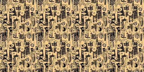 Cartoon hand-drawn doodles on the subject of summer holidays theme seamless pattern