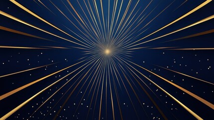 Abstract Golden Rays on Deep Blue Background, Festive Sparkle and Luxury Design Element.