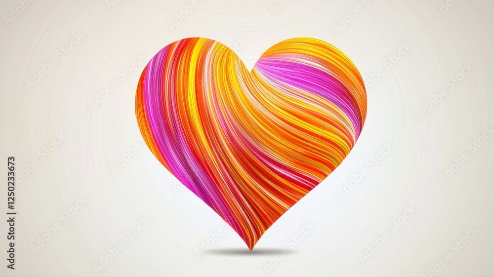 Poster Abstract Colorful Heart Shape with Vibrant Swirls and Patterns