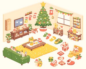 Cozy Christmas Living Room Scene