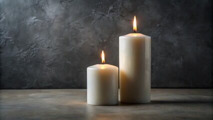 Minimalist Candle Decoration: Simple White Candles on Dark Background