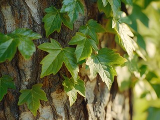 Obraz premium Discover the captivating beauty of nature with this close-up image showcasing the intricate details of tree bark, where time and elements have sculpted mesmerizing textures Witness the vibrant green