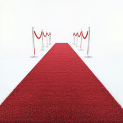Luxurious Red Carpet Pathway with Elegant Velvet Ropes