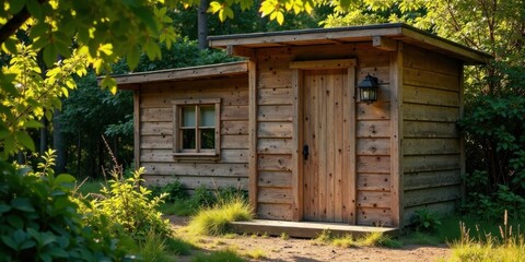 Rustic Wooden Cabin Retreat in a Lush Green Forest Setting