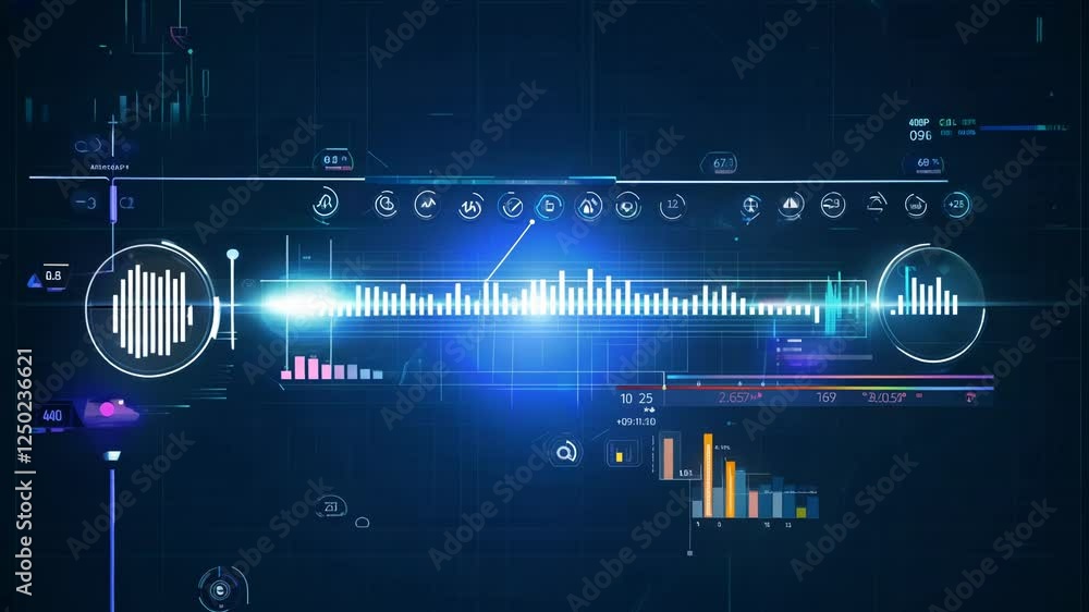 Poster Data analysis concept with infographic charts and graphs in motion