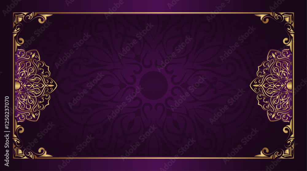 Wall mural floral frame with gold mandala decoration