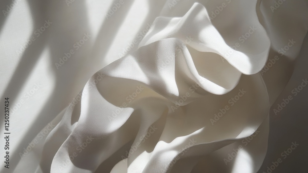 Poster abstract white fabric texture with soft folds and shadows - minimalist background