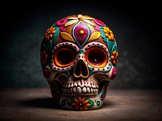 Minimalist Sugar Skull Day of the Dead Head, Black and White, Festive Holiday