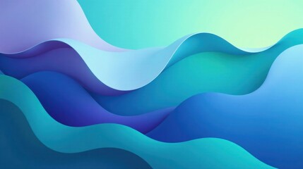 Fototapeta premium Abstract Wavy Ocean Inspired Design with Fluid Shapes and Soothing Color Palette