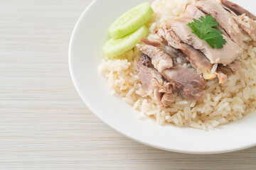 Hainanese Chicken Rice or steamed rice with chicken