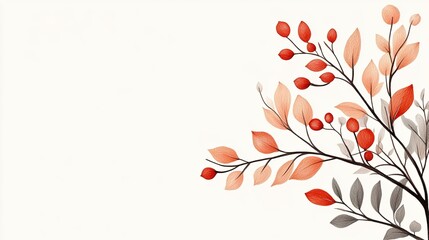 Elegant autumn foliage with red and orange leaves on a soft background, ideal for seasonal decor