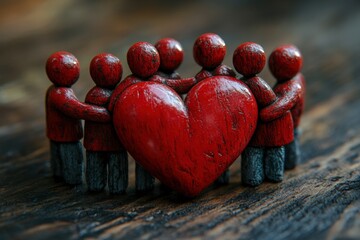 Embrace the Warmth Figures forming a heart shape with their arms around one another, radiating Unity, Kindness, and unwavering Trust This visual representation of unity and community love symbolizes