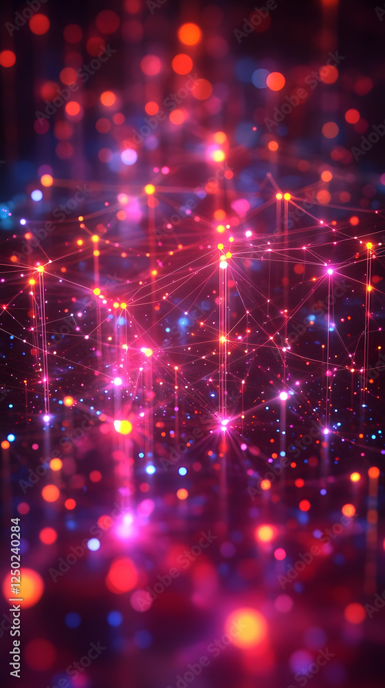 Poster abstract glowing network design with colorful lights