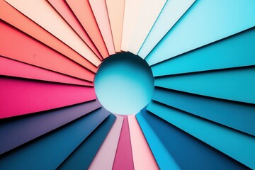 Abstract Colorful Circle with Geometric Shapes in Vibrant Shades of Pink and Blue