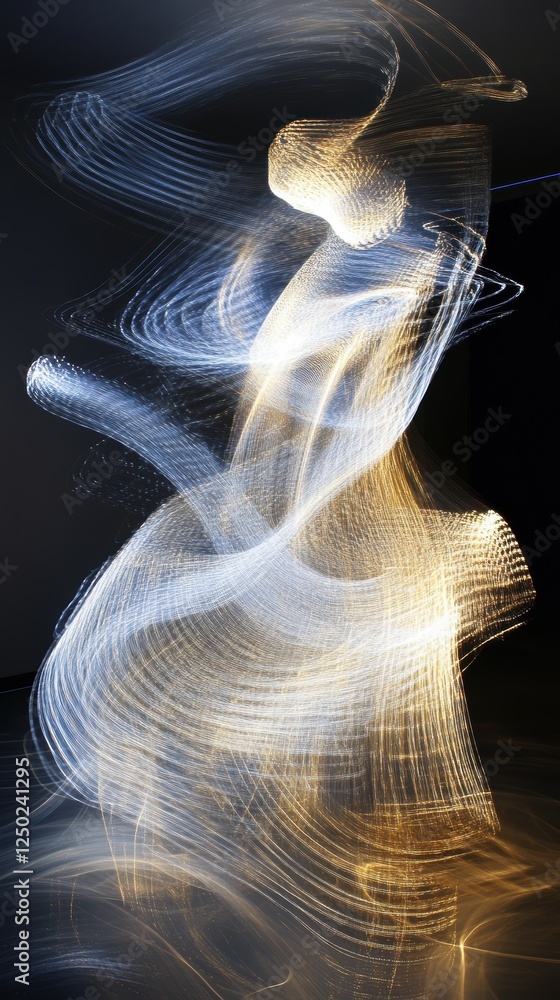 Poster abstract representation of light trails creating fluid body shapes