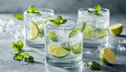 Fototapeta premium Experience the invigorating essence of Nature and freshness captured in a glass of water with sunlight, a vibrant celebration of purity and refreshment Quench your thirst with this stunning visual