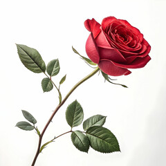 Obraz premium side view of red color rose isolated on white background