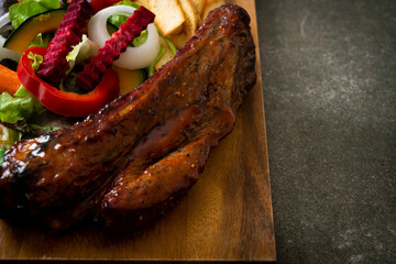barbecue pork spare ribs with vegetables