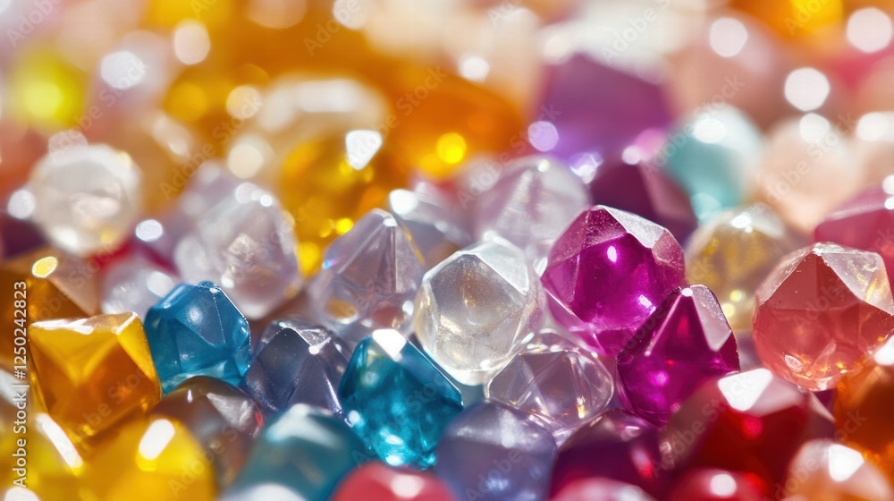 Poster colorful assorted gems and beads piled together in a display