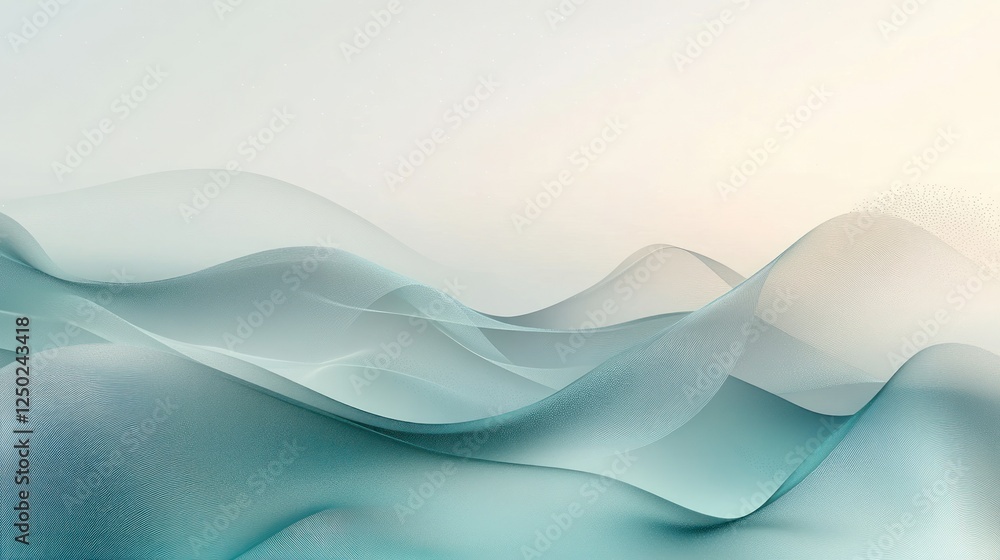 Poster elegant abstract teal wave background with subtle textures and light