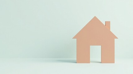 Simple House Shape on Light Background Representing Home Ownership