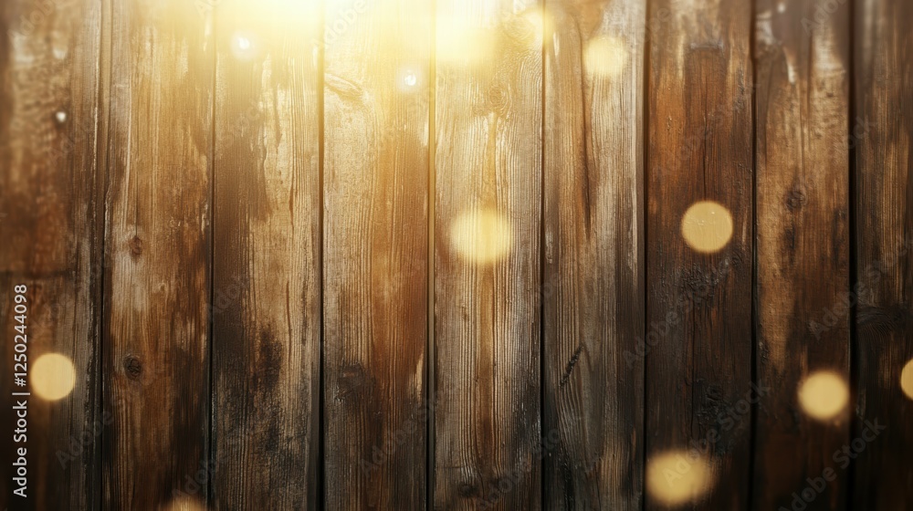 Poster rustic wooden background with soft bokeh light effects for design projects