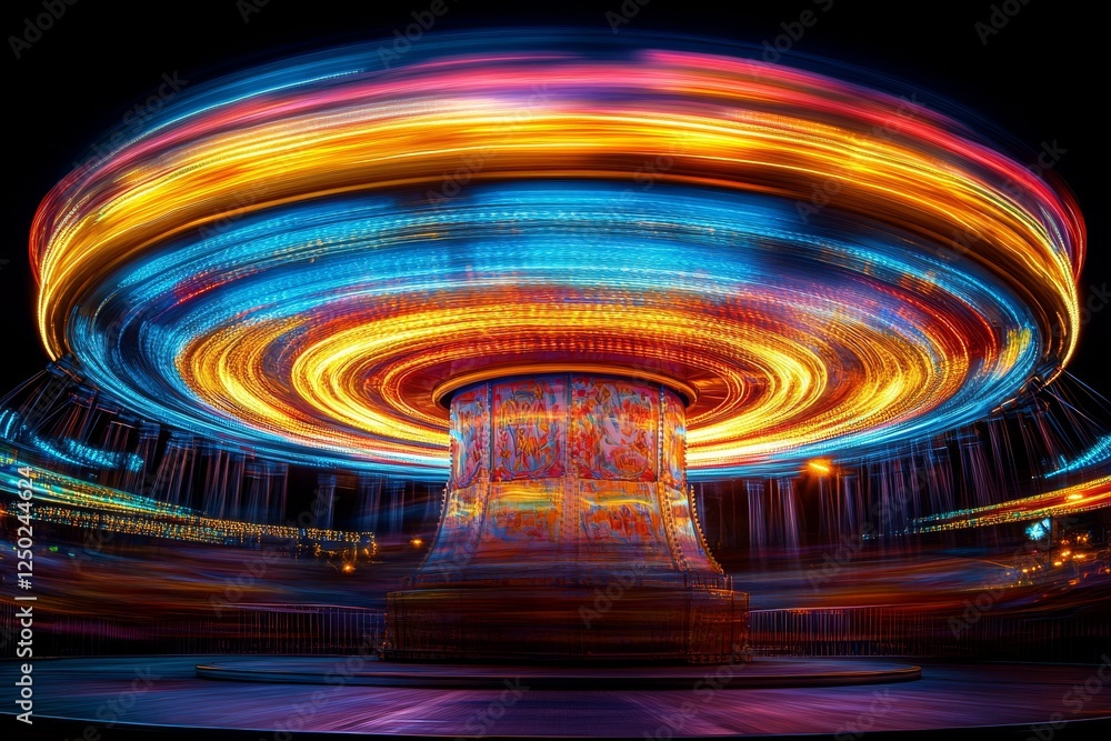 Poster whirling light trails: mesmerizing abstract patterns of a spinning object captured in motion