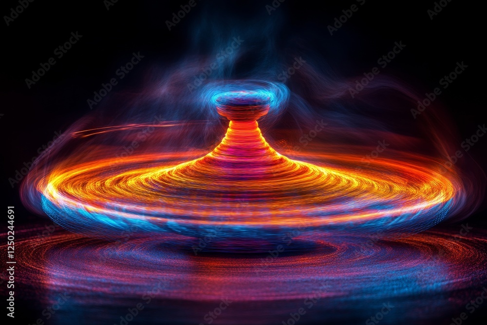 Poster luminous whirl: captivating light trails from spinning tool illuminate abstract composition of movem