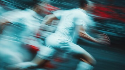 Fast Motion Blurred People Running In Sports Attire