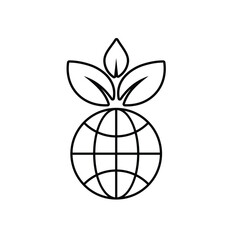 sustainable icon. earth and plant vector. reuse, recycle, renewal for carbon reduction, net zero, green energy, eco-friendly concept. Line design style