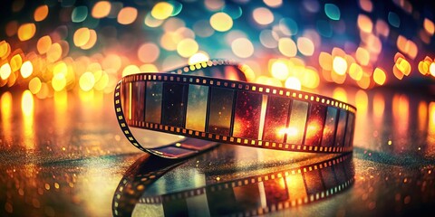 Nostalgic VHS Animation Film Strip with Tilt-Shift Effect and Grain Texture - 4K Stock Photo