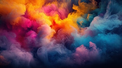 Ethereal Abstract Cloud of Colorful Ink in Water Artistic Background Texture.