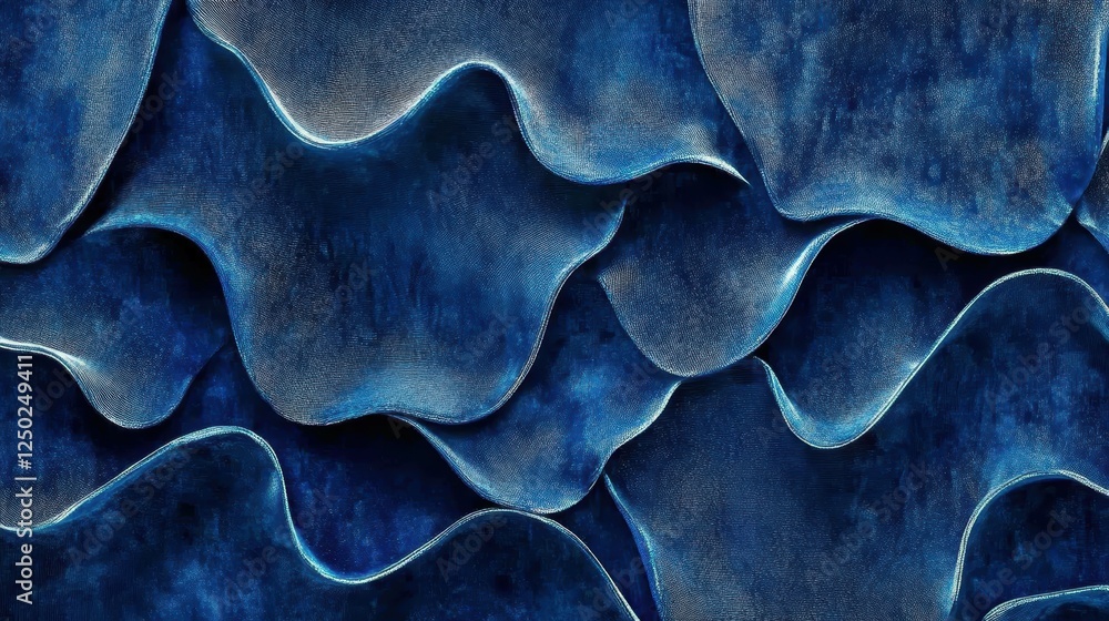 Poster abstract blue wave pattern with curves and textures for background design