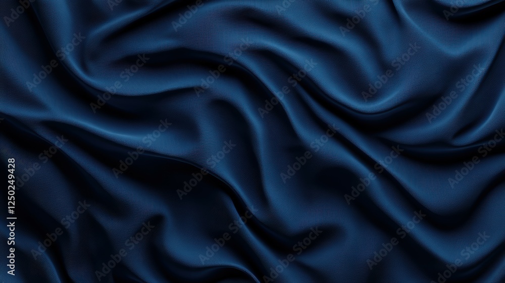 Poster elegant deep blue fabric texture with soft waves and smooth surface