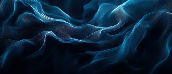 Fototapeta premium Ethereal Blue Waves of Light Flowing in Abstract Digital Art Design