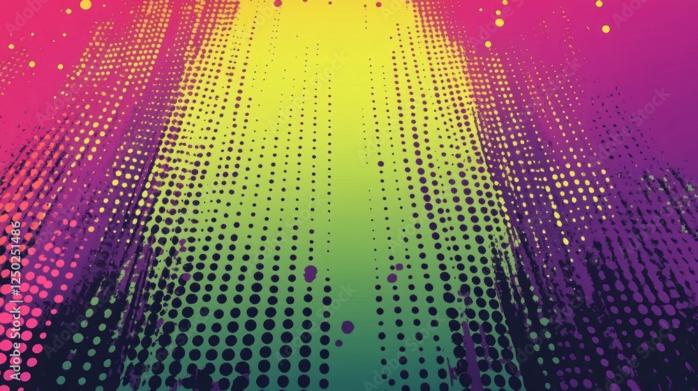Poster vibrant abstract halftone pattern with gradient and textured effect