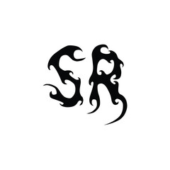 SR monogram logo design letter text name symbol monochrome logotype alphabet character simple logo