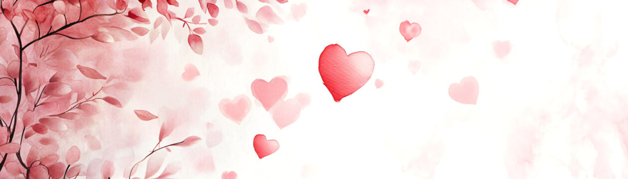A beautiful illustration of pink hearts floating in a dreamlike background.