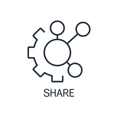 Share.Management online mechanism. Vector linear icon isolated on white background.