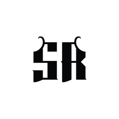 SR monogram logo design letter text name symbol monochrome logotype alphabet character simple logo