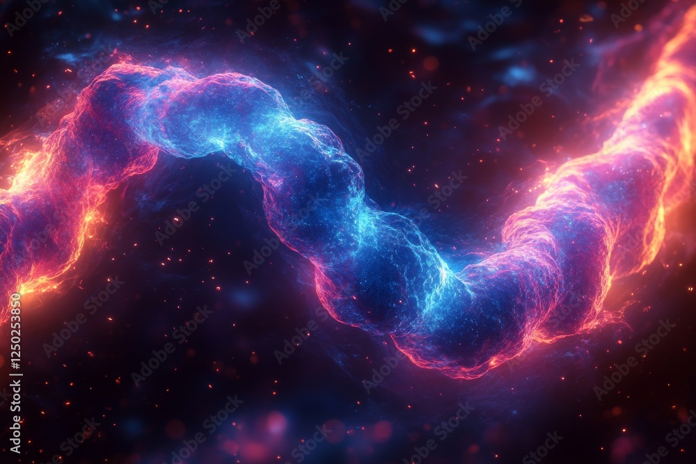 Poster vibrant dna symphony: a colorful abstract rendition of genetic patterns and structures unveiled in a