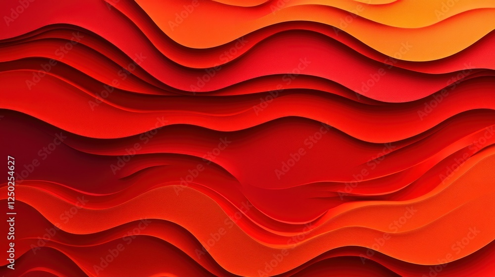 Poster dynamic abstract background with layered red and orange flowing waves