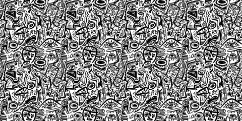 Cartoon hand-drawn doodles on the subject of summer holidays theme seamless pattern