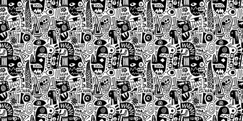 Cartoon hand-drawn doodles on the subject of summer holidays theme seamless pattern
